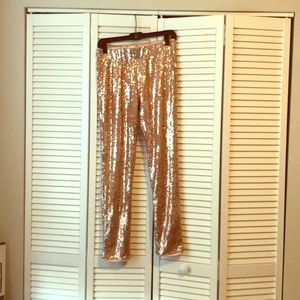 Rose gold sequin pants